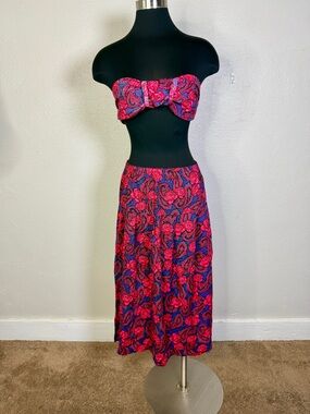 Vintage 80s 90s Greenwich Square Floral Paisley Skirt Set